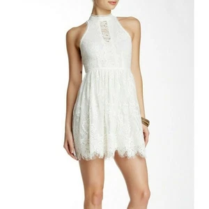 Free People Verushka Ivory White Lace Dress Size 2 NWT High Neck Bridal Boho - Picture 1 of 12