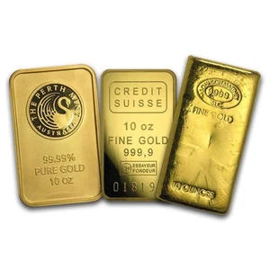 10 oz Gold Bar - Brand Name Varies .9999 Fine Gold Bar - Picture 1 of 2
