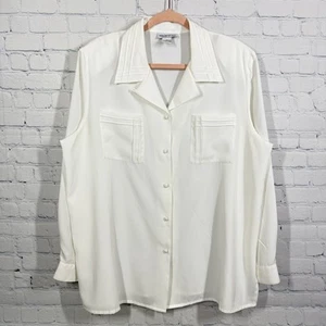 Vintage 90’s Y2K Blouse Button Women XL Long Sleeve Basic Preppy Office - Picture 1 of 11