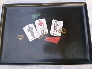 Couroc Black Resin Btg Serving Tray 18 x 12 Baseball Boxing Football - Picture 1 of 7