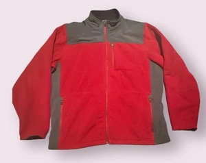 L.L. Bean Polartec Full Zip Jacket Men’s Large Red Gray Fleece Outdoor Hiking - Picture 1 of 16