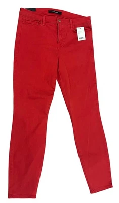 NUEVO J BRAND Pantalones Rojo Pompeyano 31 Ajustados Cortos Tiro Bajo Informales Nuevos con Etiquetas Foto 1 de 4