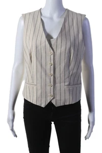 Selected Femme Womens Striped Button Down Sleeveless Vest White Black Size EUR 3 - Picture 1 of 5