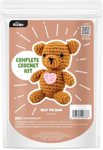 Bucilla Plaid Billy The Bear Complete Crochet Kit Intermediate 49678E - Picture 1 of 2