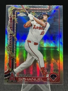 2025 Topps Holiday Chrome Refractor #HC55 Nolan Schanuel /499 Los Angeles Angels - Picture 1 of 2