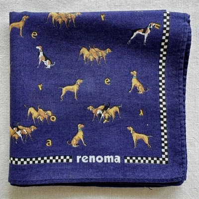 Pañuelo De Colección Azul Algodón Perro Pack Líder Trenes Marrón Perros Bolsillo Cuadrado 18" Foto 1 de 3