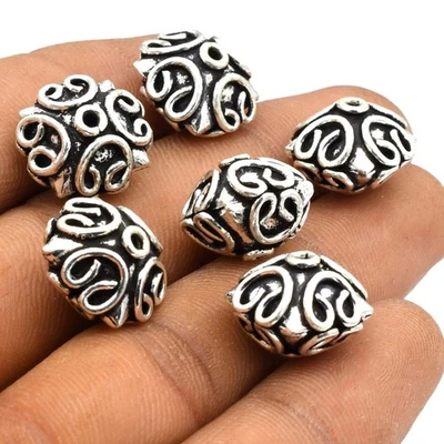 15 PCS 15X12MM SOLID COPPER BALI BEAD ANTIQUE STERLING SILVER PLATED B 13 - Image 1 of 4