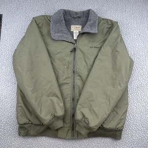L.L.Bean Men's Size L Tall Warm-Up Olive Shell Gray Fleece Lined Full Zip Jacket - Picture 1 of 13