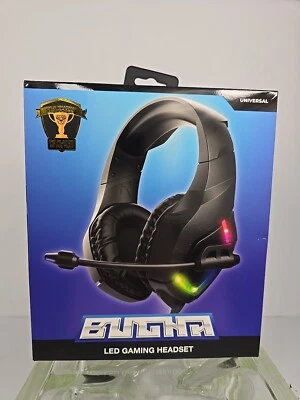 Bugha LED Gaming Headset PC Player Year Kyle Boom Mic Connector Aux-in Black - Image 1 of 4