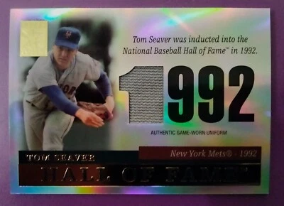 2004 TOM SEAVER Topps Tribute Hall Of Fame TR-TS game worn jersey card NY Mets - Image 1 of 2
