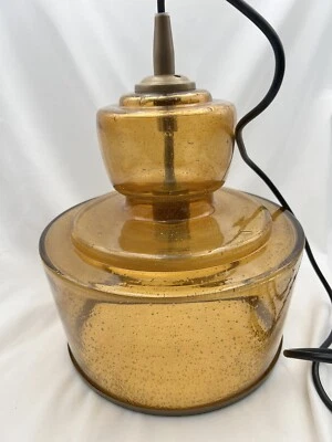 Pottery Barn Colina Wide Amber pendant 10" Jamie Young Lafitte Seeded Glass - Image 1 of 4