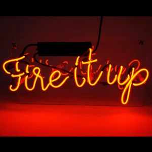 Fire it up Neon Sign Light 14"x7" Man Cave Wall Hanging Handcraft Artwork Gift - Picture 1 of 4