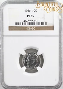 ~1956 NGC PF 69 Roosevelt Dime 10C Proof PR Ten Cents (U49)~ - Bild 1 von 4