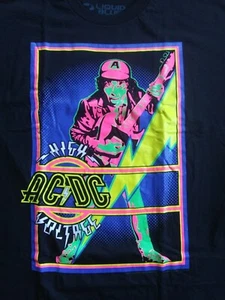 AC/DC ~ HIGH VOLTAGE BLACKLIGHT ~ Official Merchandise Mens XL T-Shirt ANGUS - Picture 1 of 8