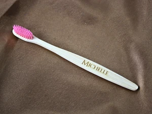 Personalised Bamboo Natural 100% Eco-Friendly Pink Engraved Toothbrush - Picture 1 of 5