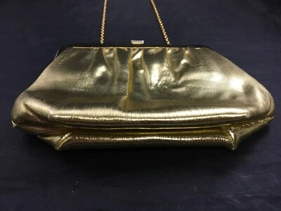Gold Clutch Purse Handbag Unbranded 7.25" Vintage - Image 1 of 4