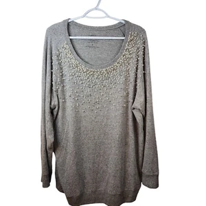 Torrid superweicher Plüsch Rundhals Tunika Pullover grau Perlen Perlen Größe 3 - Bild 1 von 10