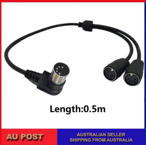 50cm MIDI DIN 5 PIN 1 Male Jack to 2 Female Plug Socket Y Splitter Adapter Cable - Picture 1 of 9