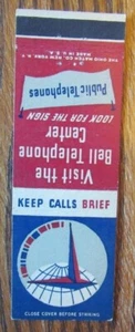 1939 NUEVA YORK FERIA MUNDIAL MATCHBOOK CUBIERTA: CAMPANA PHONE CENTER MATCHCOVER -E2 - Imagen 1 de 2