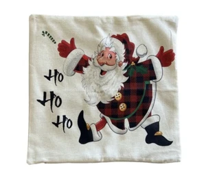 Merry Christmas Santa Ho Ho Ho Throw Pillow Case Large 17.5 x 17.5 Beige - Picture 1 of 2