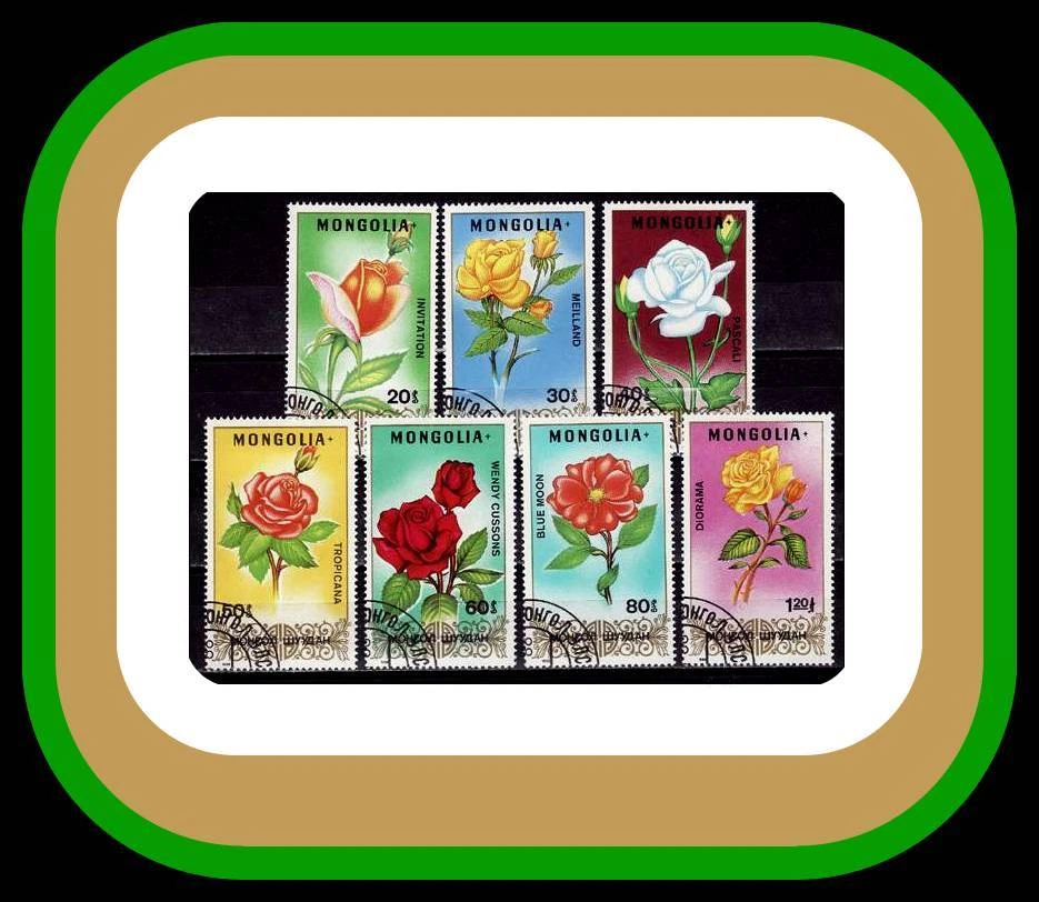MONGOLIA 1988 Flowers Roses, CTO  used stamp set Sc#1661-67 - Image 1 of 1