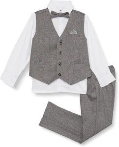 Isaac Mizrahi Calce Ajustado NUEVO Talla 2 Años Niños Tweed Chaleco Camisa Pantalones Set Pajarita - Imagen 1 de 7