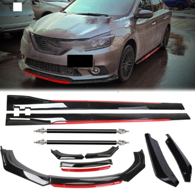 Gloss Black Strut Rod Front Bumper Lip Spoiler Splitter For Infiniti Q70 Q70L Foto 1 de 4