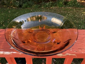 New Martinsville Glass Amber Moondrop Round 9” Serving Bowl - Picture 1 of 8