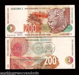 SOUTH AFRICA 200 RAND P127A 1994 AA LEOPARD DISH ANTENA WORLD CURRENCY RARE NOTE - Picture 1 of 1