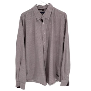 Urban Wave Mens Geometric Print Cotton Long Sleeve Button-down Shirt Maroon XXL - Picture 1 of 8