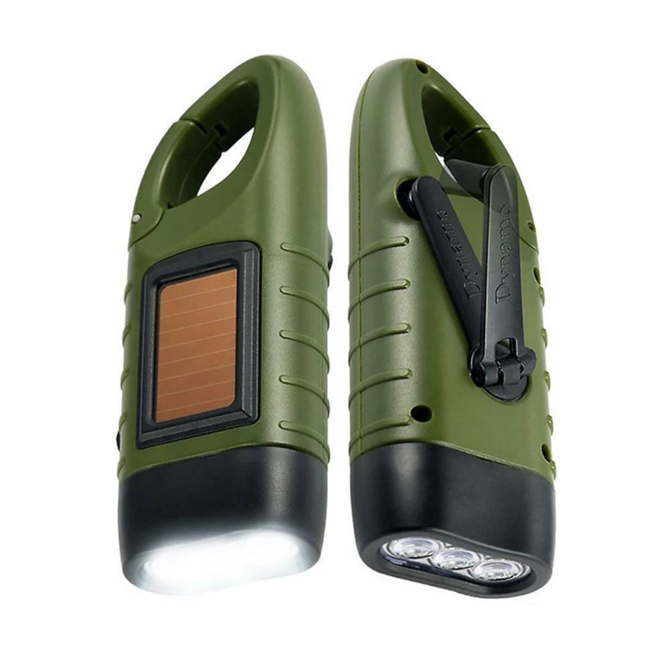Solar Powered Hand Crank Flashlight Rechargeable Emergency LED Light Flashlight - Image 1 of 4
