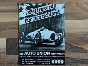 AUTO UNION Rennwagen 3 Weltrekorde AUDI vintage promotion photo - Picture 1 of 2