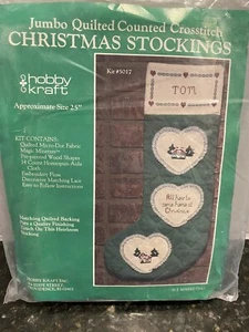 Hobby Kraft Jumbo Vintage Cross Stitch 25”Christmas Stocking Kit #5017 Craft - Picture 1 of 5