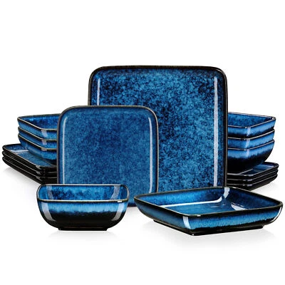 vancasso 16-Piece Blue Dinnerware Set Stoneware Bowls & Plates Set Service for 4 - Image 1 of 4