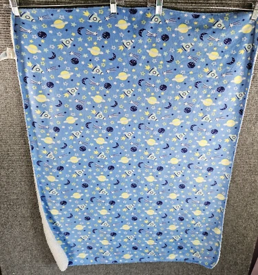 Manta de seguridad Kidgets Rockets Planets Moon Stars blanca Sherpa Lovey 30" X 38" Foto 1 de 4