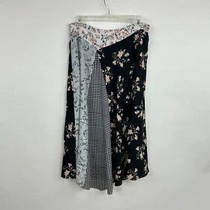 Falda Midi Calvin Klein 10 Boho Negra Blanca Gris Floral Asimétrica Patchwork - Imagen 1 de 16
