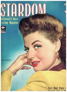 GROSSES Stardom Mag 13" x 10" vom April 1943 mit Foto von ANN SHERIDAN MINTY - Bild 1 von 2