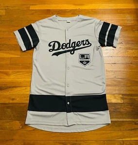 Los Angeles Dodgers x LA Kings Grey Baseball Jersey Size Small 2018 SGA - Picture 1 of 4