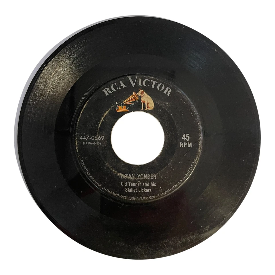 Gid Tanner And His Skillet Lickers ‎– Down Yonder 7" Vinyl RCA Victor ‎– 447-056 - Image 1 of 2
