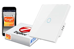 Tuya ZigBee 3.0 Weiß Glass 1 Stromkreis- Licht Touch-Schalter #ohne N - Bild 1 von 12