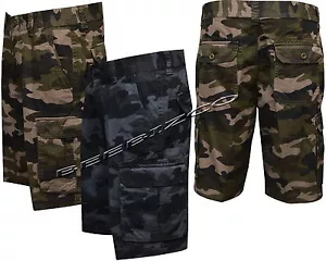 "Pantalones cortos de carga para hombre 100 % algodón camuflaje de ajuste regular combate hasta la rodilla 30""-40" - Imagen 1 de 4