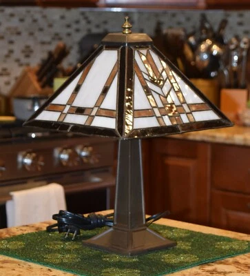 Meyda Tiffany Table Lamp Arts & Crafts Mission Style Stained Glass Shade - Image 1 of 4