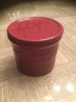 LONGABERGER POTTERY Pimentón Granate Tejido Tradiciones Vaso de Sal con Tapa Posavasos Foto 1 de 4