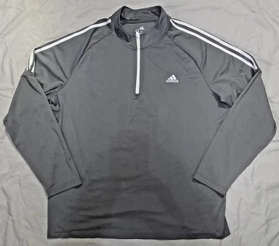 Adidas французский махровый гольф 1/4 молнии пуловер длинным рукавом Lite свитер серый/белый XL - Изображение 1 из 4