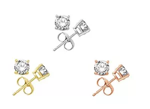 Massives Sterling Silber Korb Set CZ Ohrstecker RUND KUBISCHE ZERKONIA 3 FARBEN - Bild 1 von 12