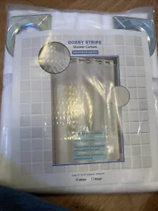 Dobby Stripe Shower curtain With Window And Snap Liner - Picture 1 of 2