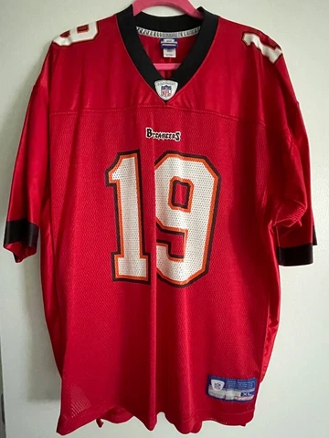 Vintage Keyshawn Johnson Tampa Bay Bucs Jersey Reebok 19 NFL Football XL Red Cover