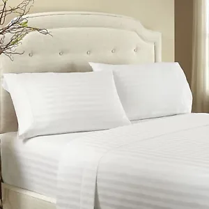 Damask White Striped New Soft Bedding Items All US Sizes 1000 TC Egyptian Cotton - Picture 1 of 10