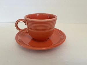 Fiesta Ware Homer Laughlin Persimmon Orange Tea Coffee Cup & Saucer Set - Picture 1 of 2