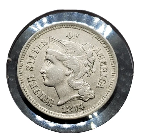 1874 Three Cent Nickel | ALMOST UNCIRCULATED Cover